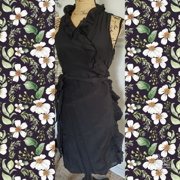 LOFT Dresses Large Loft Wrap Dress Sharp Work Summer Black Poshmark